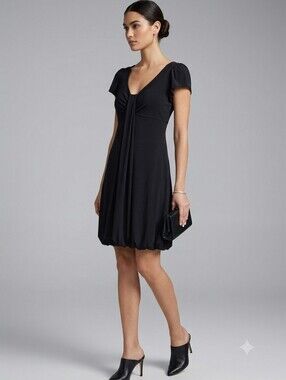 ABS Allen Schwartz Vintage Black Bubble Hem Empire Waist Cocktail Dress M